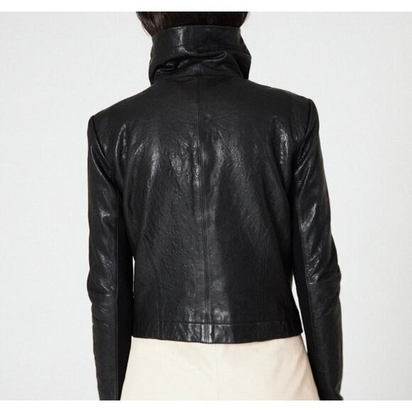 VEDA Max Classic Bubble Leather Jacket Bordeaux - Picture 3 of 16